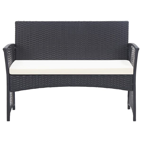 vidaXL 4 Piece Garden Lounge Set with Cushion Poly Rattan Black
