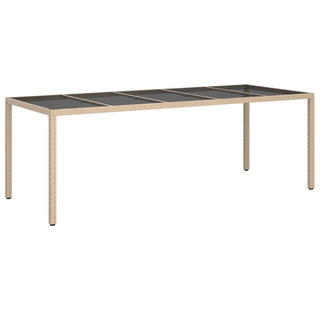vidaXL Garden Dining Table Beige 250x100x75 cm Poly Rattan