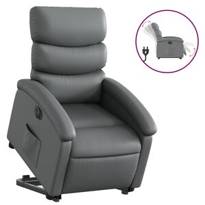 vidaXL Electric Stand up Recliner Chair Grey Faux Leather