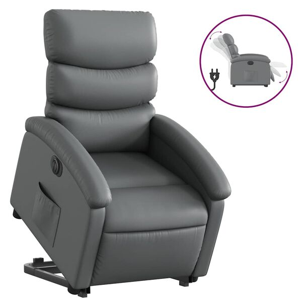 vidaXL Electric Stand up Recliner Chair Grey Faux Leather