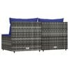 vidaXL Garden Middle Sofas with Cushions 2 pcs Grey Poly Rattan