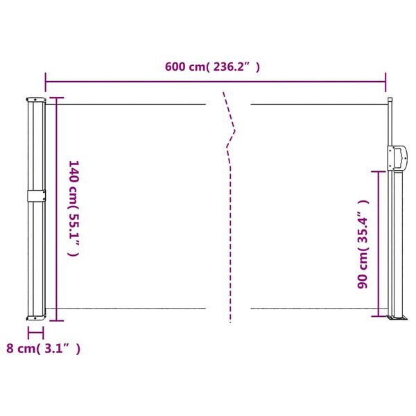 vidaXL Retractable Side Awning Anthracite 140x600 cm
