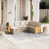 vidaXL 7 Piece Garden Sofa Set with Cushions Beige Poly Rattan