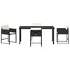 vidaXL Garden Dining Set with Cushion 5 pcs Black Poly Rattan