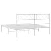 vidaXL Metal Bed Frame without Mattress with Headboard White 135x190cm