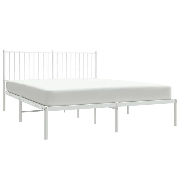 vidaXL Metal Bed Frame without Mattress with Headboard White 150x200cm