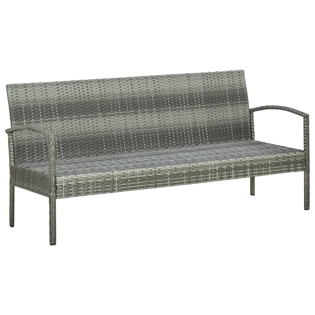 vidaXL 5 Piece Garden Lounge Set with Cushions Poly Rattan Grey