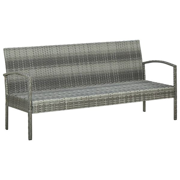 vidaXL 5 Piece Garden Lounge Set with Cushions Poly Rattan Grey