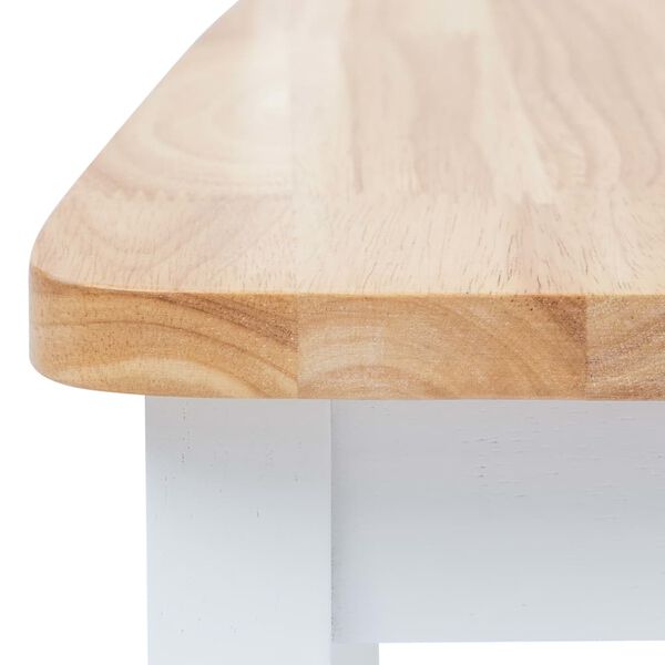 vidaXL Dining Chairs 4 pcs White and Light Wood Solid Rubber Wood