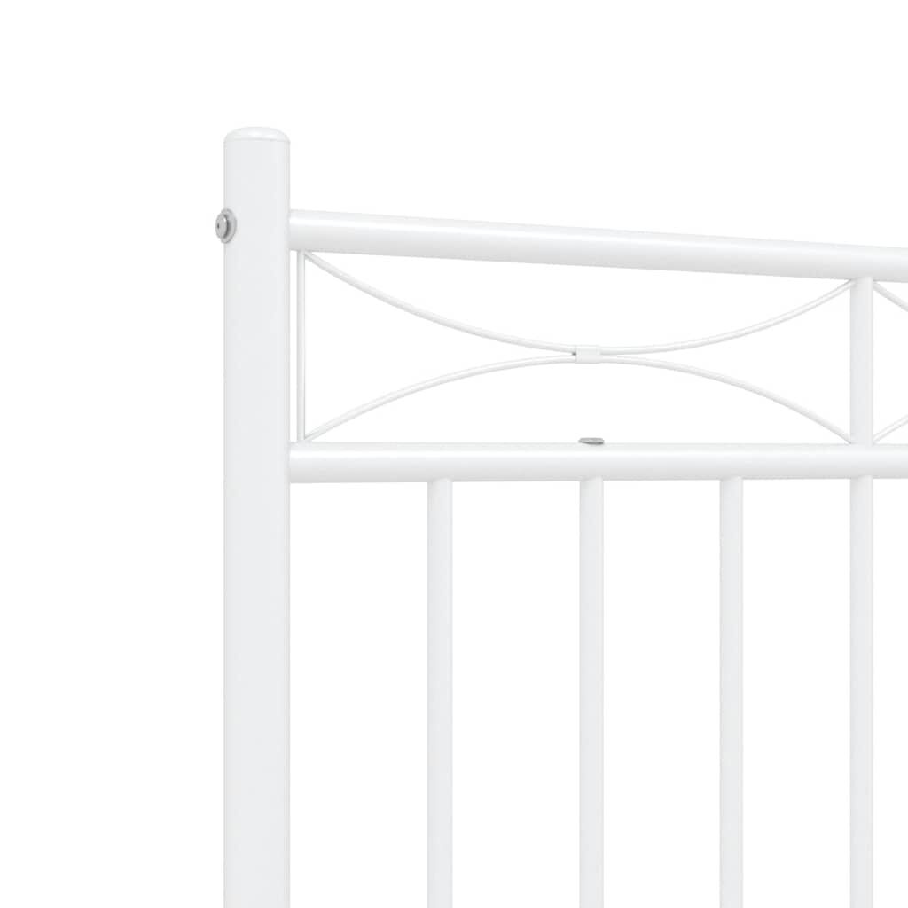 vidaXL Metal Bed Frame without Mattress with Footboard White 135x190cm