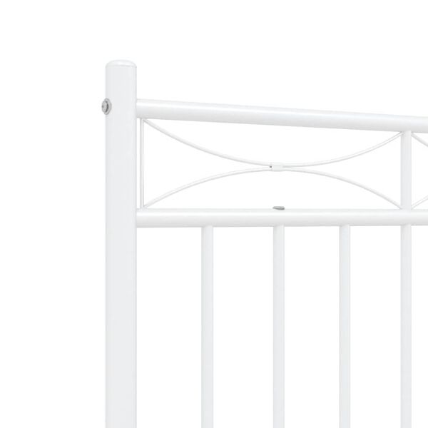 vidaXL Metal Bed Frame without Mattress with Footboard White 135x190cm