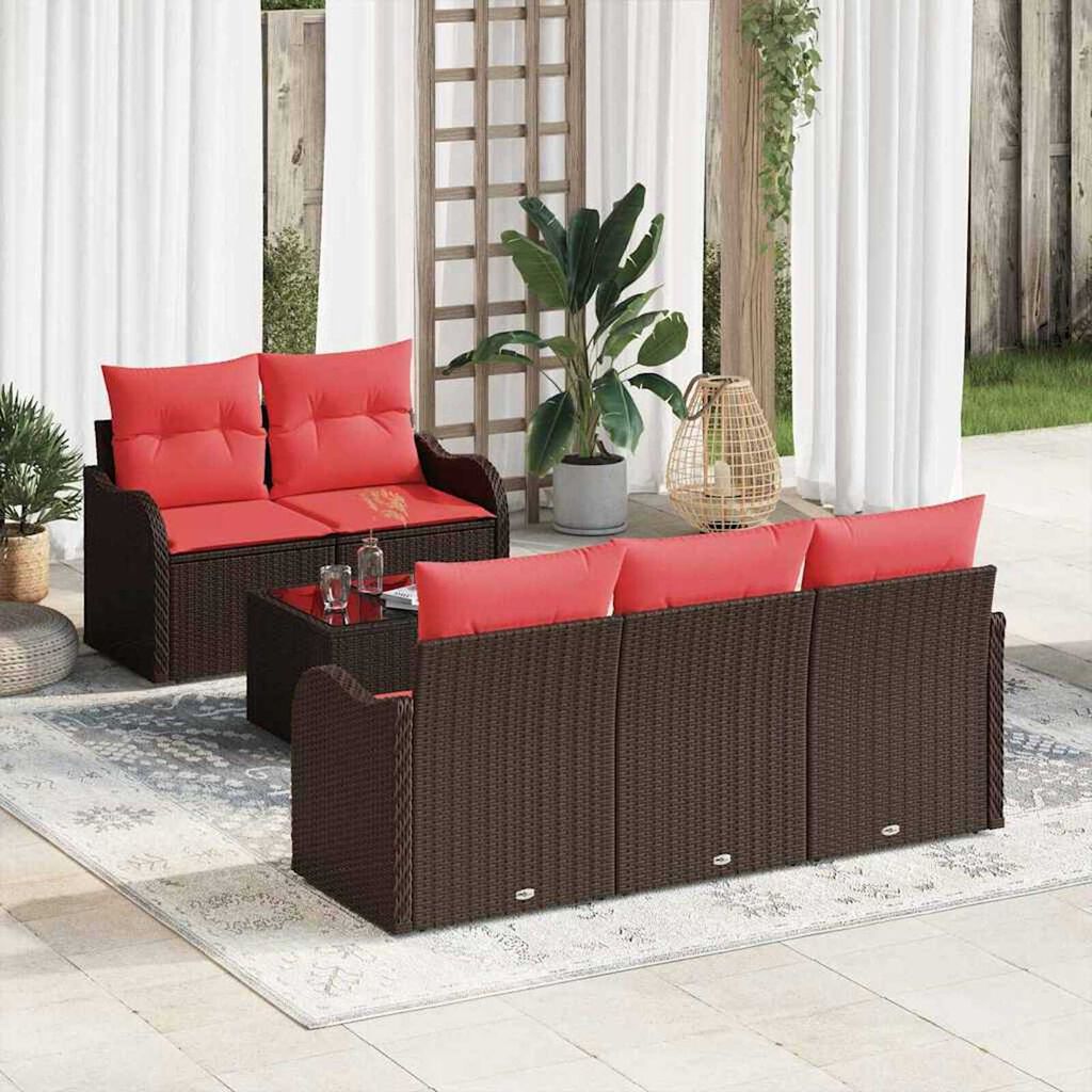 vidaXL Garden Sofa Set 6 pcs Brown 55 x 55 x 37 cm Poly rattan