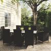 vidaXL 9 Piece Outdoor Dining Set with Cushions Poly Rattan Black