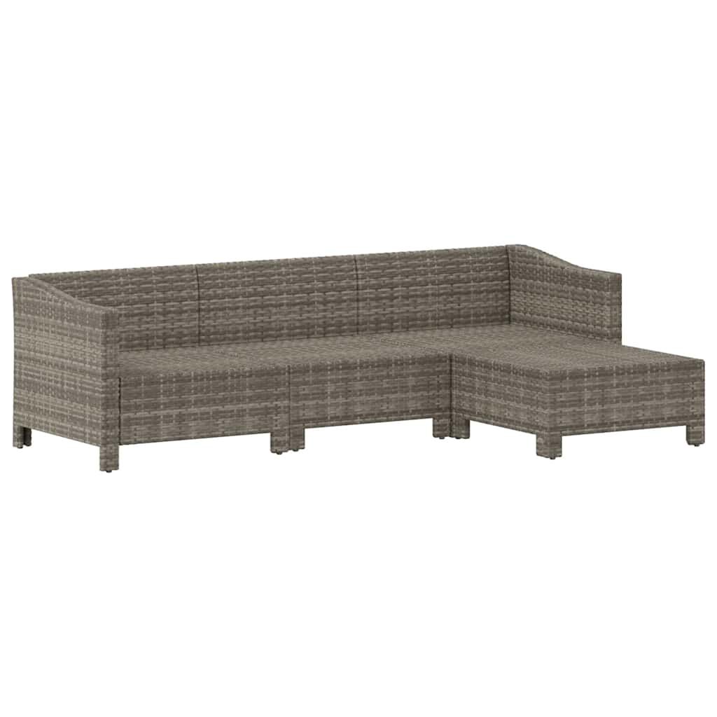 vidaXL 4 Piece Garden Lounge Set with Cushions Grey Poly Rattan