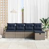 vidaXL Sofa Set with Cushion Manual 5 pcs Grey and Navy Poly Rattan