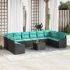 vidaXL Garden Sofa Set 11 pcs Black and Turquoise