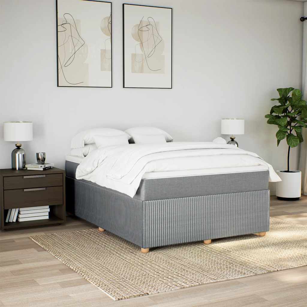 vidaXL Box Spring Bed with Mattress Light Grey California King Fabric