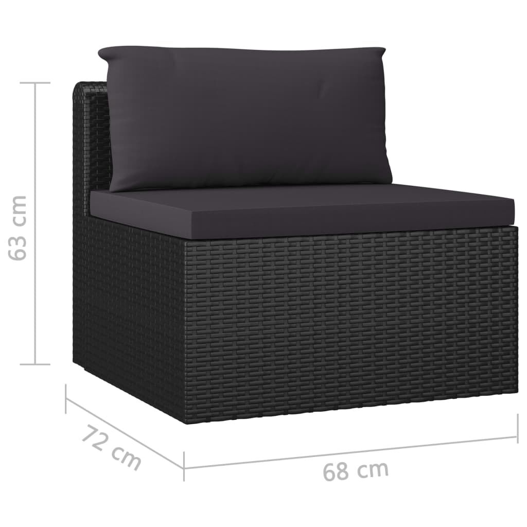 vidaXL 7 Piece Garden Lounge Set with Cushions Poly Rattan Black