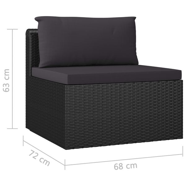 vidaXL 7 Piece Garden Lounge Set with Cushions Poly Rattan Black