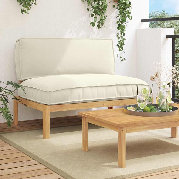vidaXL Sofa Set with Cushion Cream 120 x 92 x 69 cm Solid Acacia Wood
