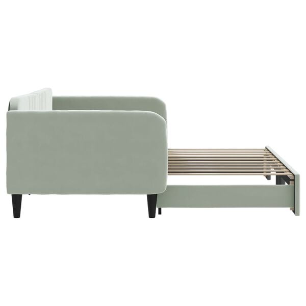 vidaXL Daybed with Trundle without Mattress Light Grey 100x190 cm Velvet