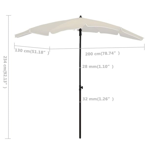 vidaXL Garden Parasol with Pole 200x130 cm Sand