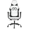 vidaXL Gaming Chair with Footrest White and Black Faux Leather