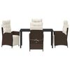 vidaXL Garden Dining Set with Cushion 5 pcs Brown Poly Rattan