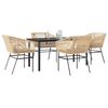 vidaXL 5 Piece Garden Dining Set with Cushions Brown Poly Rattan Glass