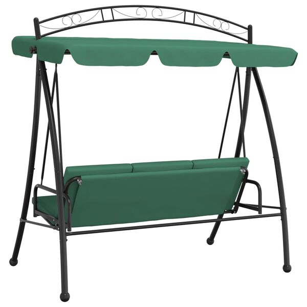 vidaXL Garden Swing Bench with Canopy Green 198 cm Fabric and Steel