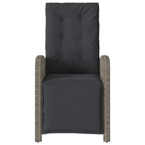 vidaXL Reclining Garden Chairs 2 pcs with Footrest Grey Poly Rattan