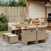 vidaXL 9 Piece Garden Dining Set with Cushions Beige Poly Rattan