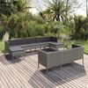 vidaXL 10 Piece Garden Lounge Set with Cushions Poly Rattan Grey