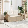 vidaXL Garden Sofa with Cushions 2-Seater Beige Poly Rattan