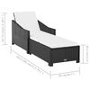 vidaXL Sun Lounger with Cream White Cushion Poly Rattan Black