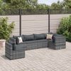 vidaXL 6 Piece Garden Lounge Set with Cushions Grey Poly Rattan