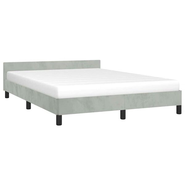vidaXL Bed Frame without Mattress Light Grey Queen Velvet