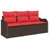 vidaXL Garden Sofa Set with Cushion 3 pcs Brown Poly rattan