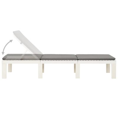 vidaXL Sun Lounger with Cushion Plastic White