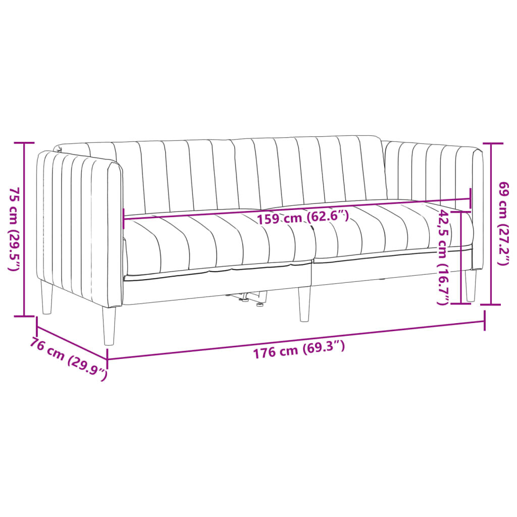 vidaXL Sofa 2-Seater Brown Faux Suede Leather