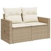 vidaXL Garden Sofa with Cushions 2-Seater Beige Poly Rattan