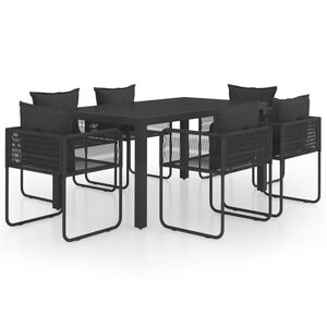 vidaXL 7 Piece Garden Dining Set PVC Rattan Black