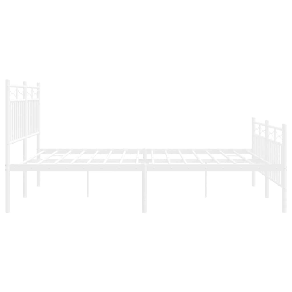 vidaXL Metal Bed Frame without Mattress with Footboard White 150x200cm