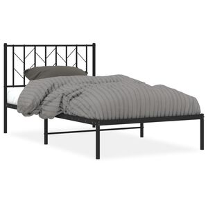 vidaXL Metal Bed Frame without Mattress with Headboard Black 100x200cm