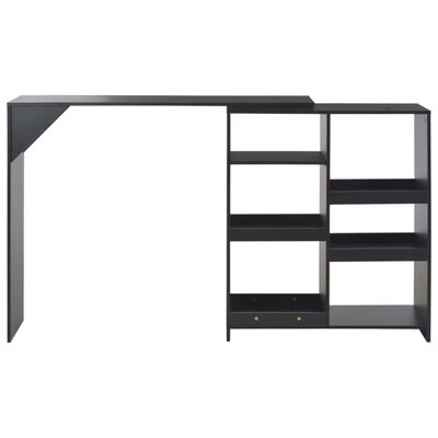 vidaXL Bar Table with Moveable Shelf Black 138x39x110 cm