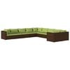 vidaXL 10 Piece Garden Lounge Set with Cushions Poly Rattan Brown