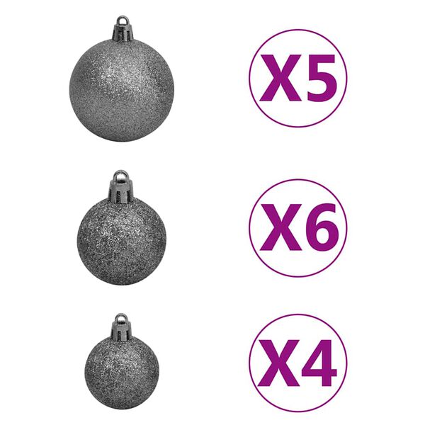 vidaXL Artificial Hinged Christmas Tree 150 LEDs & Ball Set 150 cm