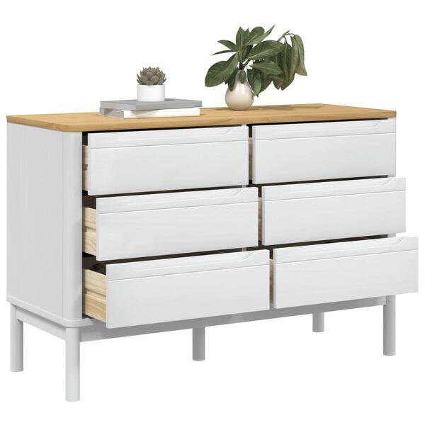 vidaXL Chest of Drawers FLORO White Solid Wood Pine