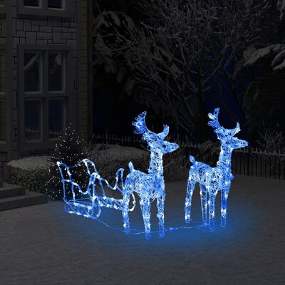 vidaXL Reindeers & Sleigh Christmas Decoration 160 LEDs 130 cm Acrylic