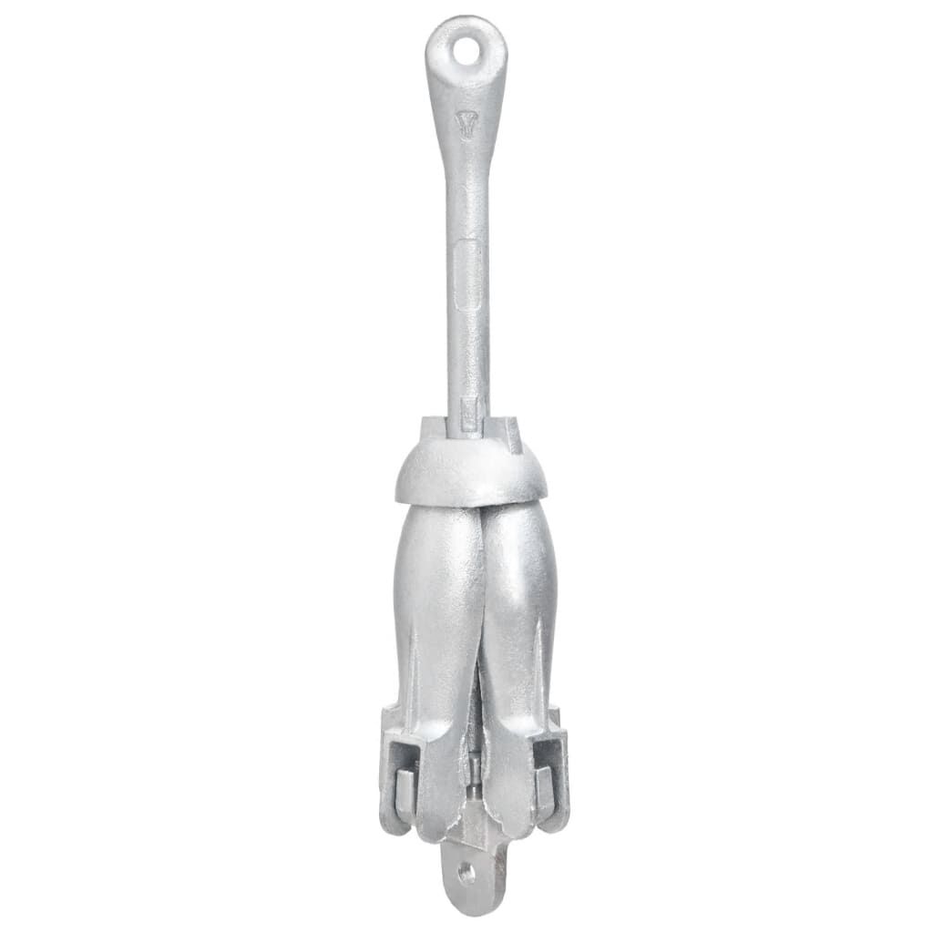 vidaXL Folding Anchor with Rope Silver 4 kg Hot Dip Galvanized Cast Iron